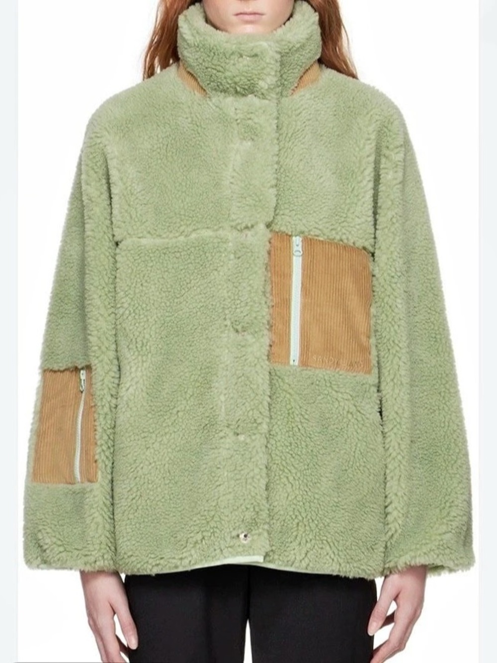 Sandy Liang Rooney Sherpa Fleece Teddy Jacket Pistachio Green XS NWT